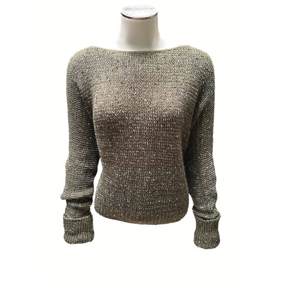Cotton Emporium Sweaters - Cotton Emporium Crop Top Boho Cut Sweater M Olive Green Knit Acrylic Poly Blend